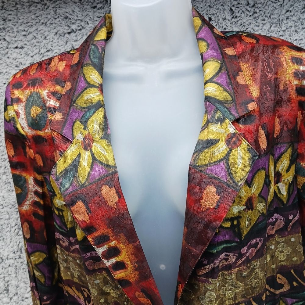 Danielle B. Vintage 1980's Women's Medium Geo Floral Printed Jacket. Lined.... - Picture 12 of 15